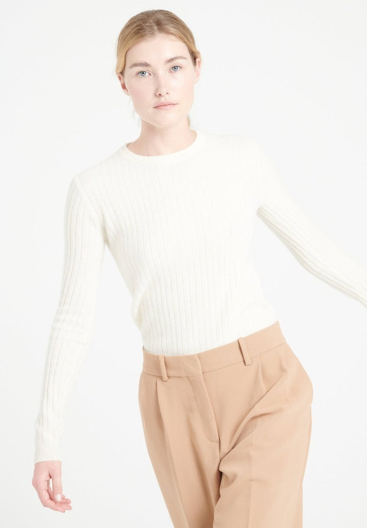 Pull col rond femme en cachemire blanc écru - LILLY 16
